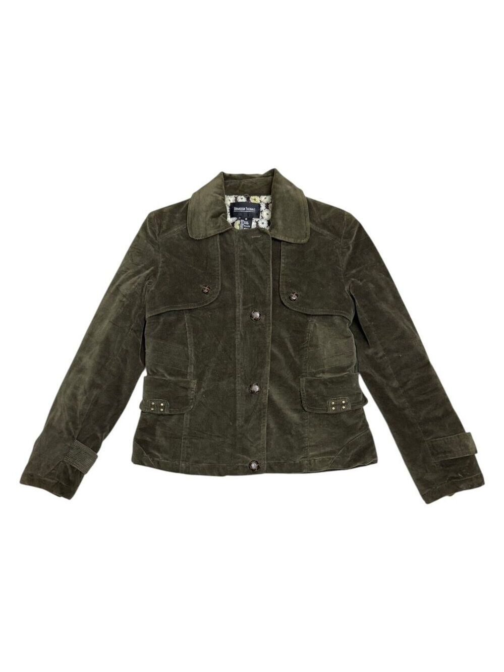 BRANDON THOMAS Green Cotton Designer Vintage Jacket Coat Womens Medium